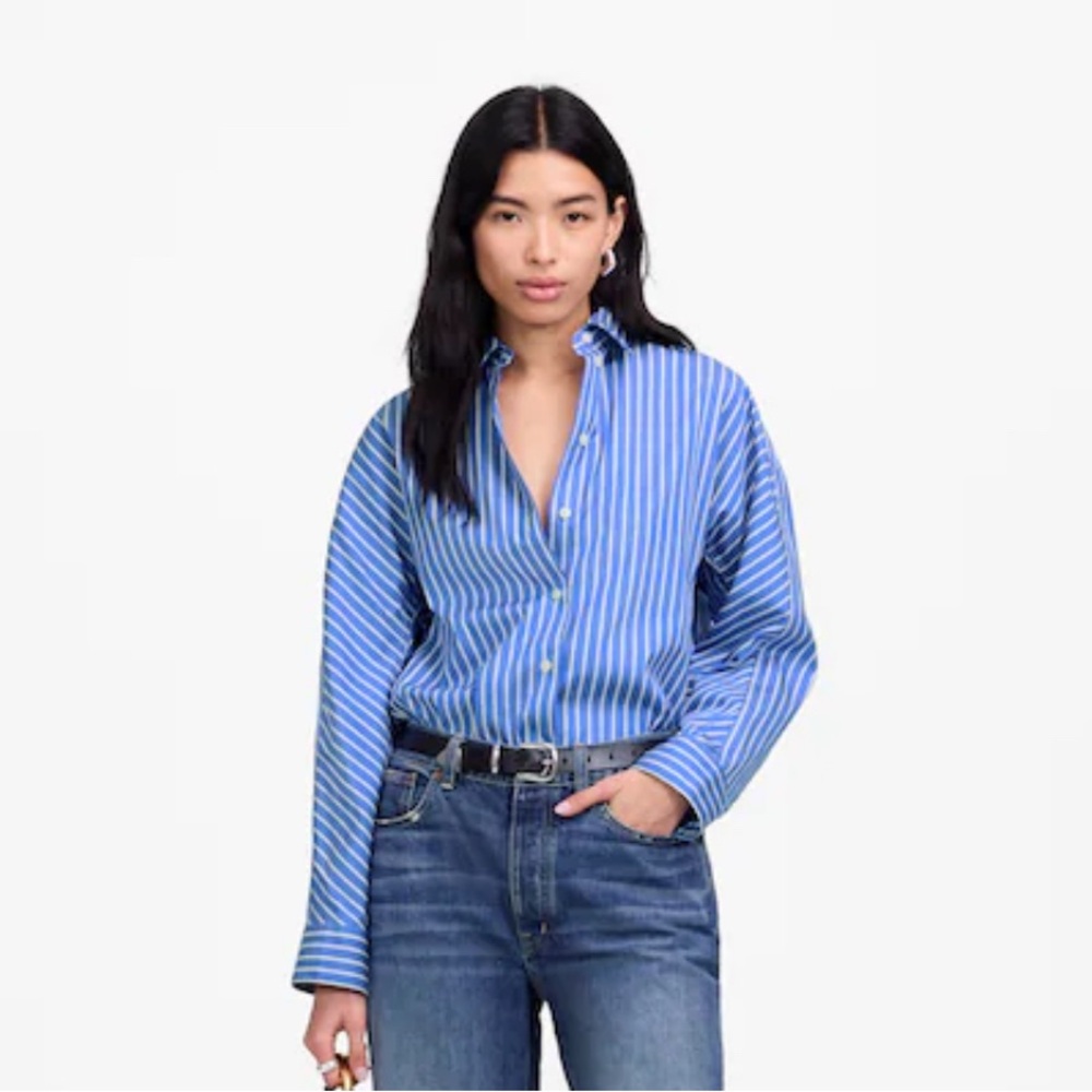 Madewell Poplin Oversized Long Button-Up Shirt - Picture 2 of 7